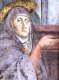 Trinit di Masaccio. Maria rivolta al fedele gli mostra con la mano il figlio crocifisso